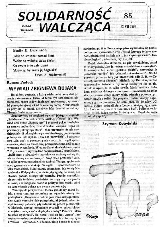 Plik Solidarność Walcząca nr 85 Encyklopedia Gdańska