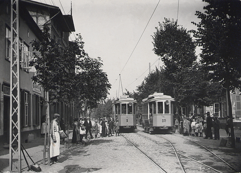 Plik:Mijanka tramwajowa na ul. Oliwskiej w Nowym Porcie, około 1925.JPG