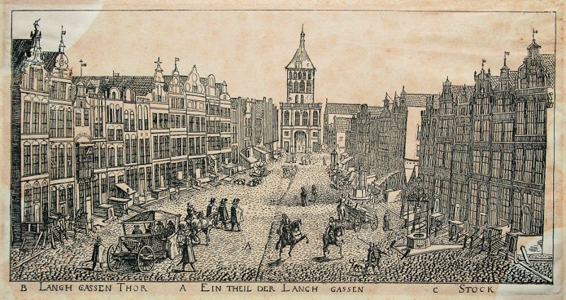Plik:Ulica Długa ze Złotą Bramą i Wieżą Więzienną, Aegidius Dickmann, 1617.jpg