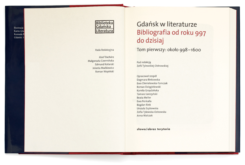 Plik:Strona tytułowa pierwszego tomu serii Gdańsk w literaturze. Bibliografia od roku 997 do dzisiaj.JPG