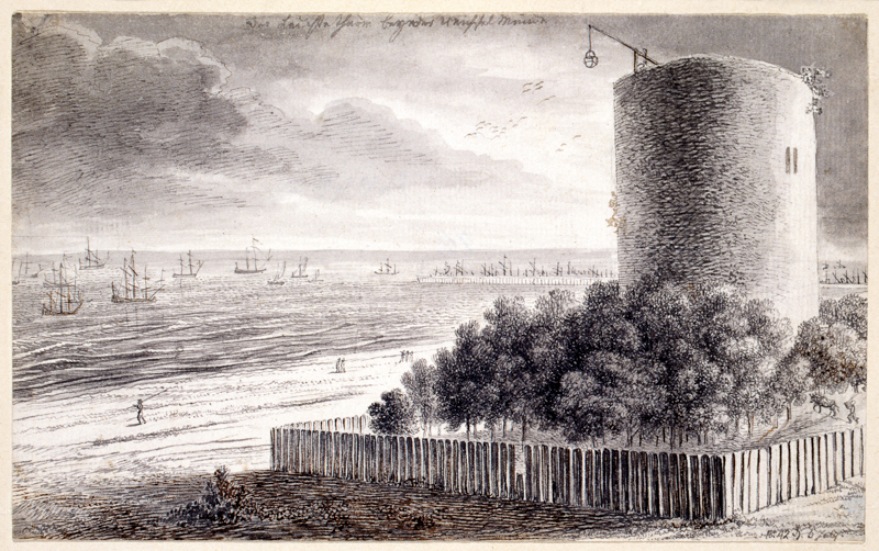 Plik:Murowana latarnia morska w Nowym Porcie, Daniel Chodowiecki, 1773.JPG