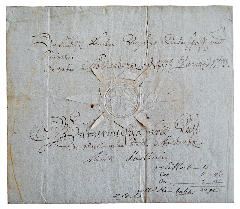 Plik:List burmistrza i Rady Miasta Chełm, 1783.JPG