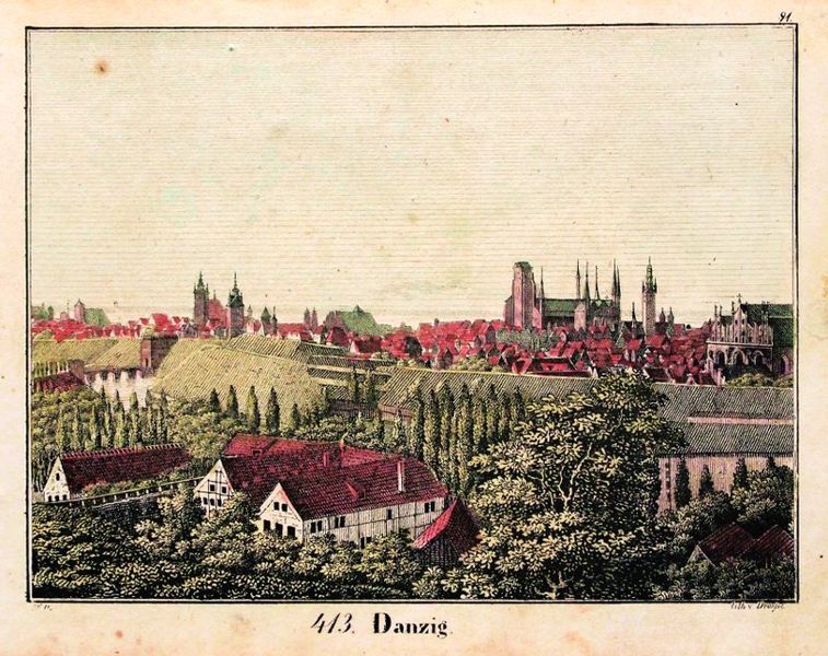 Plik:Widok miasta z Zaroślakiem na pierwszym planie, Droesse, około 1850 (2).jpg