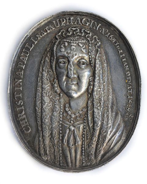 Plik:Johann Höhn jr, medal upamiętniający Krystynę Paulinę Uphagen, awers, 1689.JPG