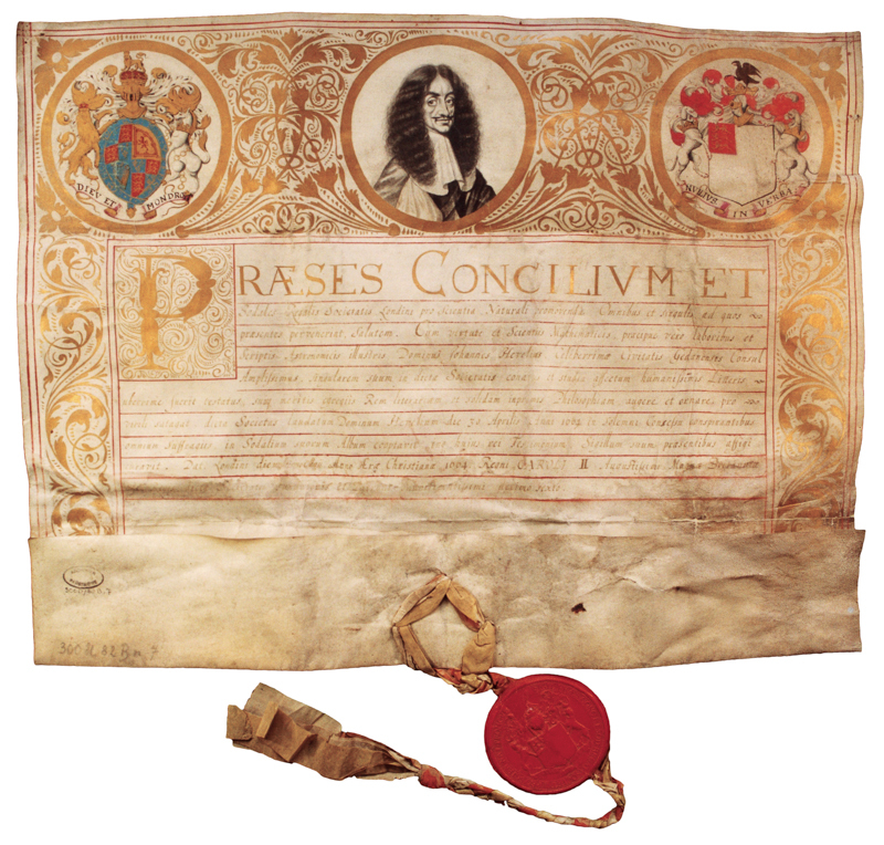 Plik:Akt nadania Janowi Heweliuszowi godności członka honorowego Królewskiego Towarzystwa Naukowego w Londynie, 1664.JPG