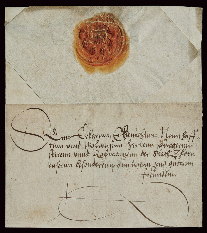 Plik:List kancelarii miasta Gdańska wysłany do Torunia, koniec XV wieku.JPG