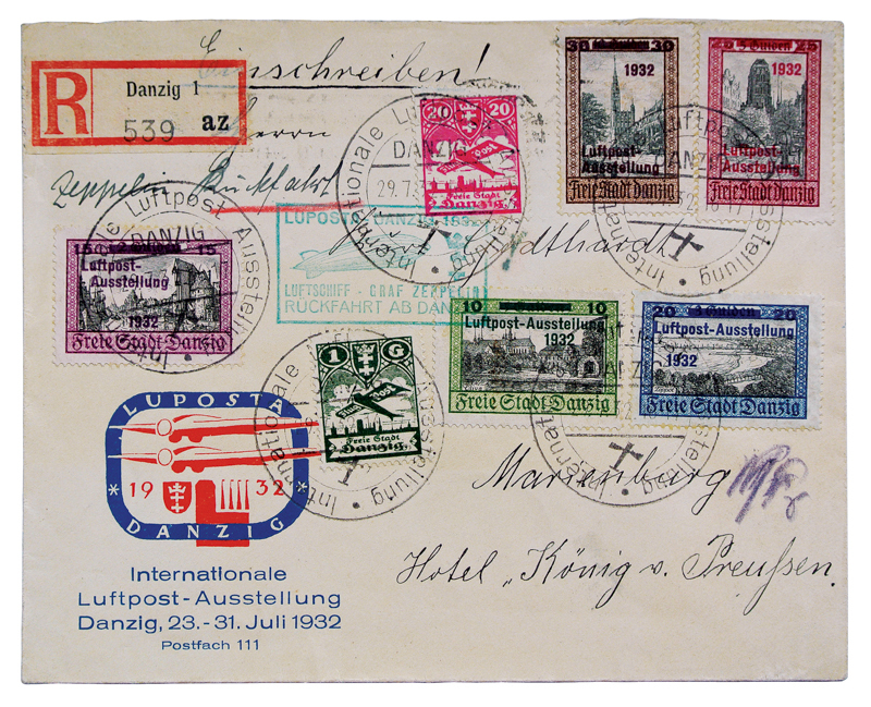 Plik:List przewieziony zeppelinem z okazji wystawy poczty lotniczej w Gdańsku, 1932.JPG