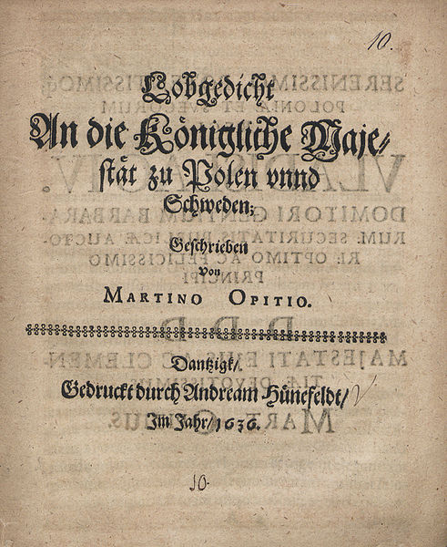 Plik:Karta tytułowa napisanego przez Martina Opitza panegiryku na cześć króla Władysława IV, 1636.JPG