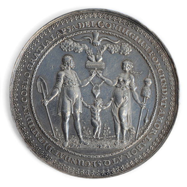 Plik:Johann Höhn sen. i Sebastian Dadler, medal ślubny, awers, 1636.JPG