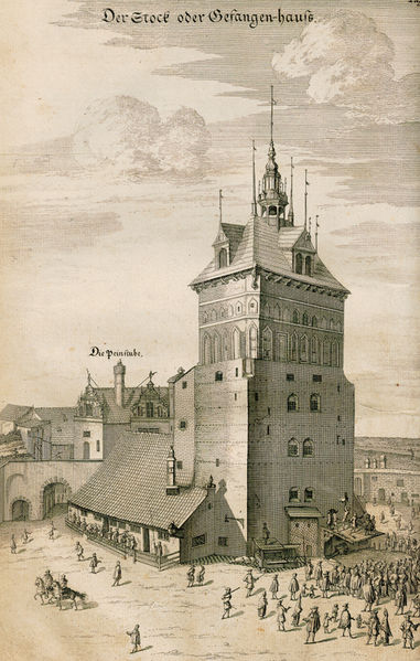 Plik:Wieża Więzienna i Katownia przebudowane przez Hansa Strakowskiego, Der Stadt Dantzigk, 1687.JPG