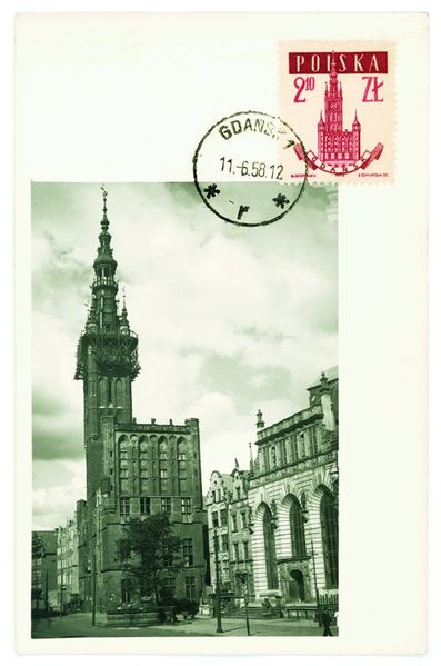 Plik:Widokówka wysłana z gdańskiej poczty, 1958.jpg